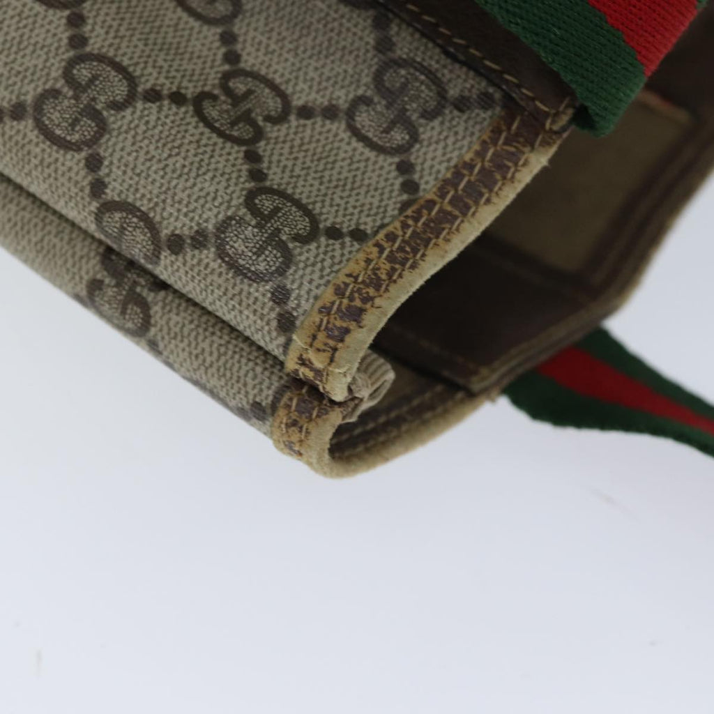 GUCCI GG Canvas Web Sherry Line Tote Bag PVC Beige Green Red 72413