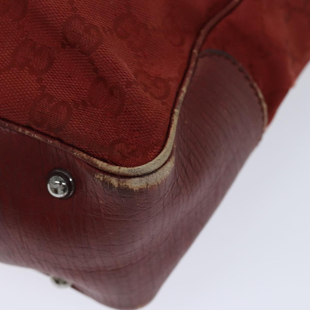 GUCCI GG Canvas Bamboo Tote Bag Red 72414