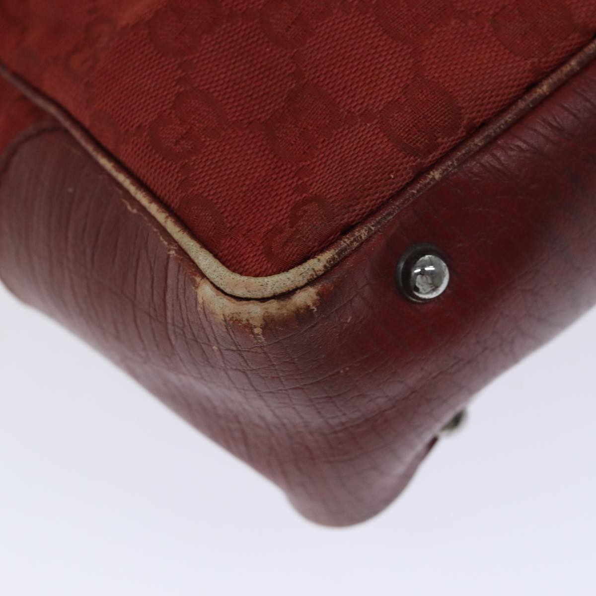 GUCCI GG Canvas Bamboo Tote Bag Red 72414