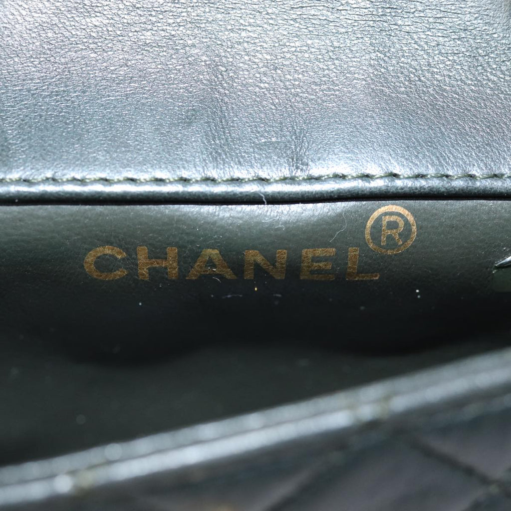 CHANEL Mini Matelasse Turn Lock Chain Bag Lamb Skin Black CC 72435A
