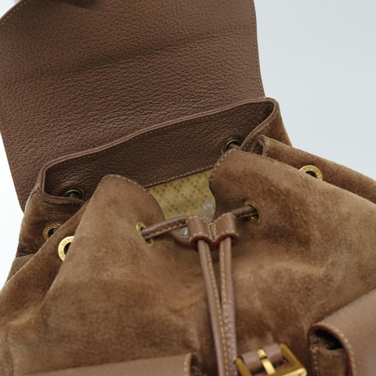 GUCCI Bamboo Backpack Suede Brown 003 2058 0016 72436