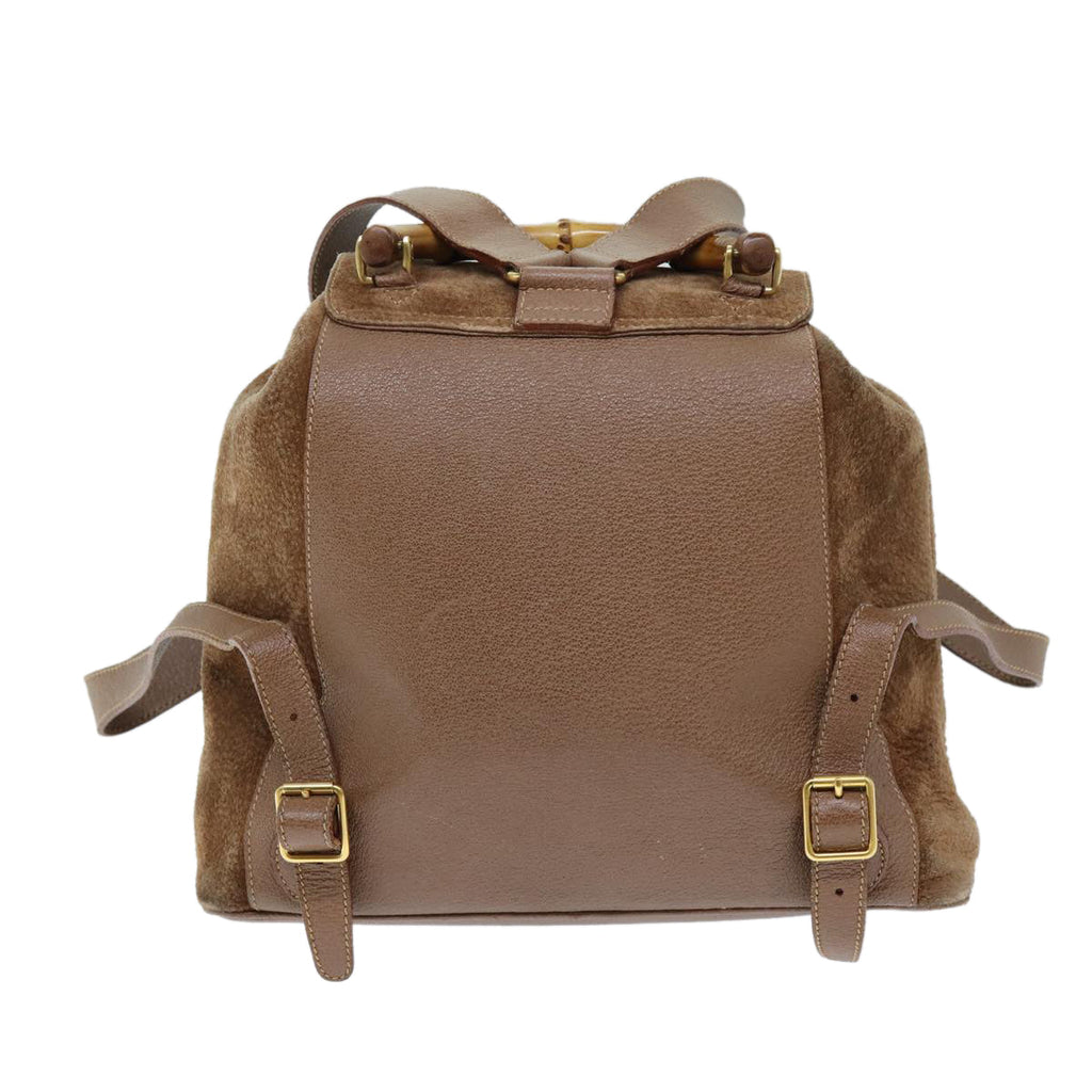 GUCCI Bamboo Backpack Suede Brown 003 2058 0016 72436