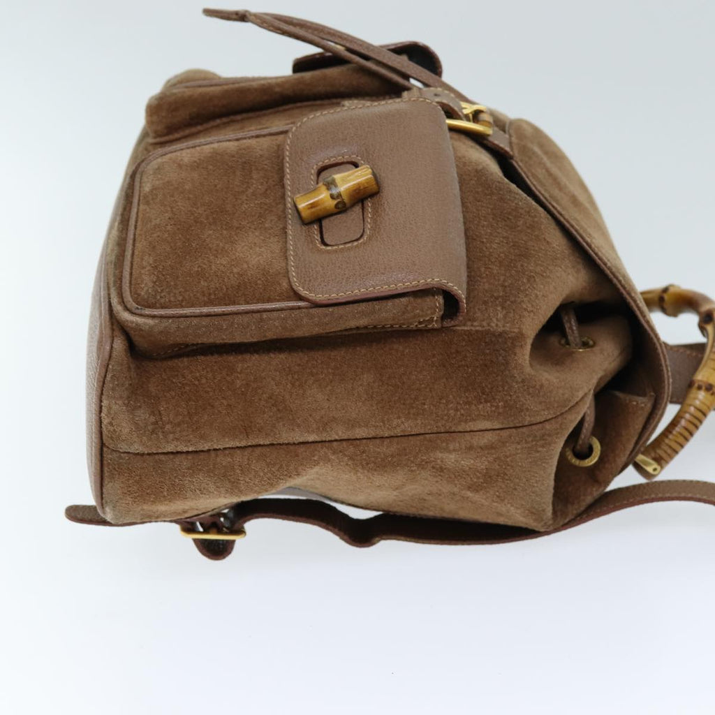 GUCCI Bamboo Backpack Suede Brown 003 2058 0016 72436
