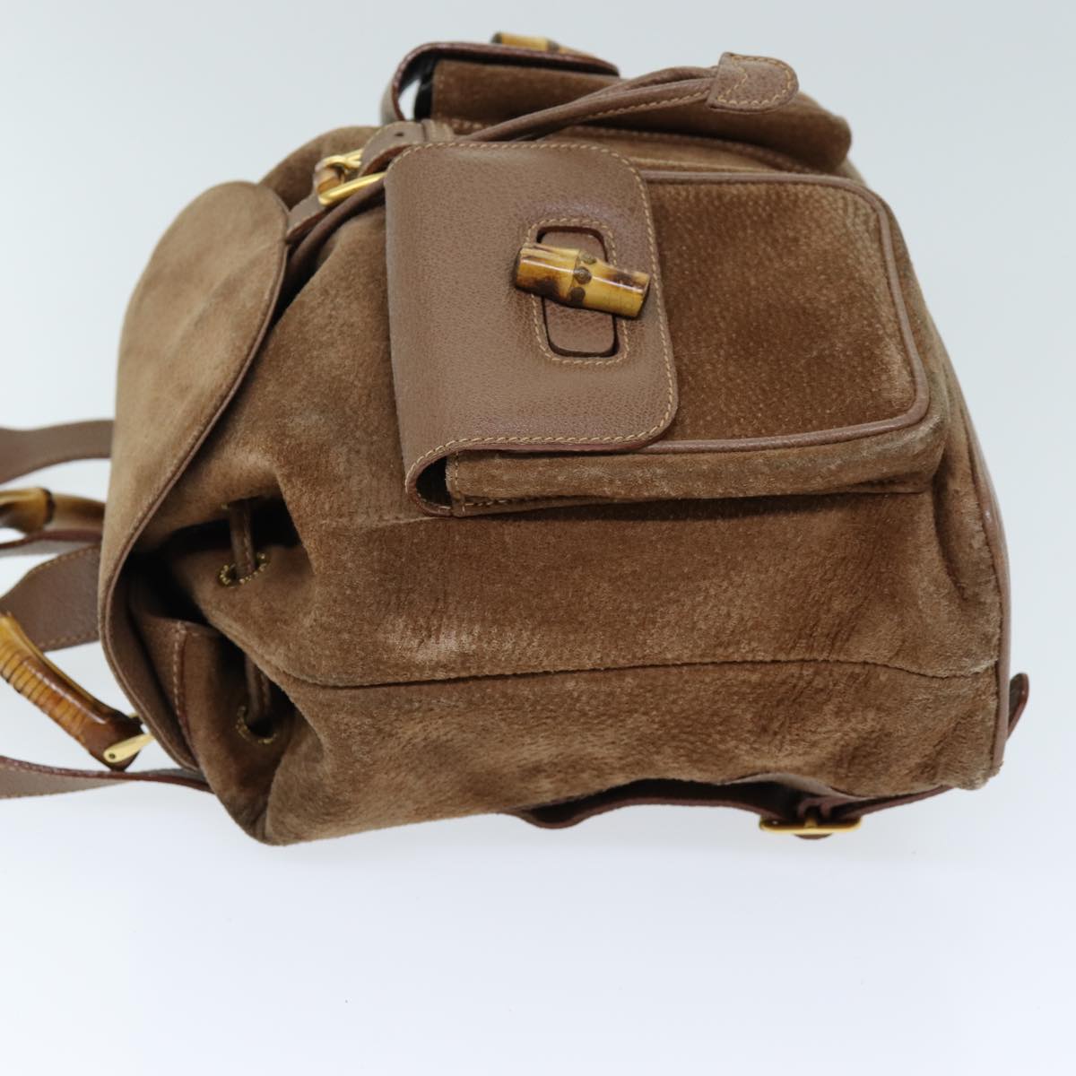GUCCI Bamboo Backpack Suede Brown 003 2058 0016 72436