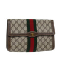 GUCCI GG Supreme Web Sherry Line Clutch Bag PVC Beige Red 89 01 006 72501