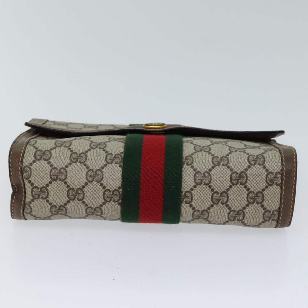 GUCCI GG Supreme Web Sherry Line Clutch Bag PVC Beige Red 89 01 006 72501