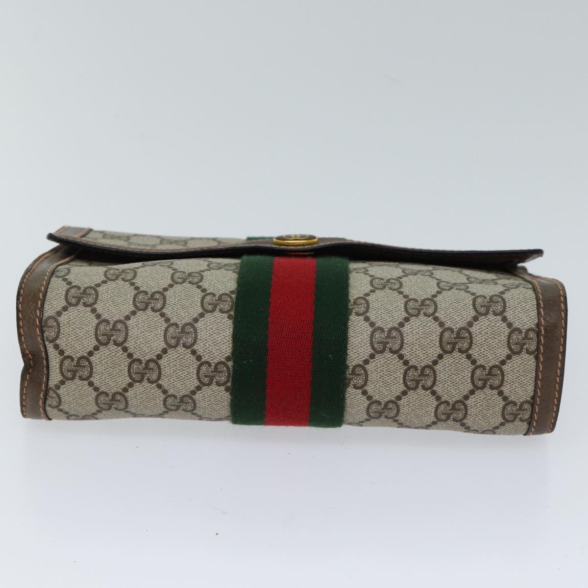 GUCCI GG Supreme Web Sherry Line Clutch Bag PVC Beige Red 89 01 006 72501