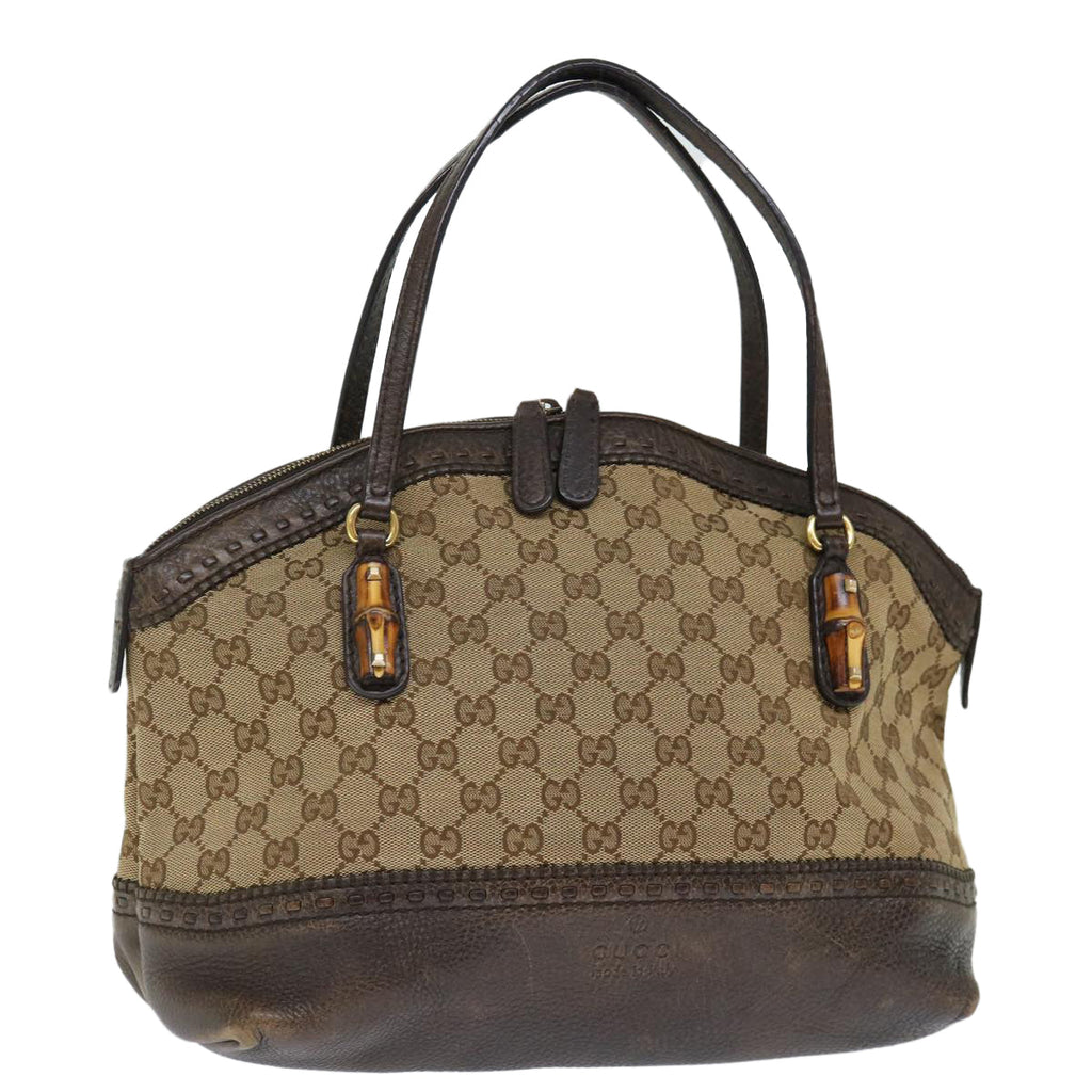 GUCCI GG Canvas Bamboo Hand Bag Beige 339002 72514