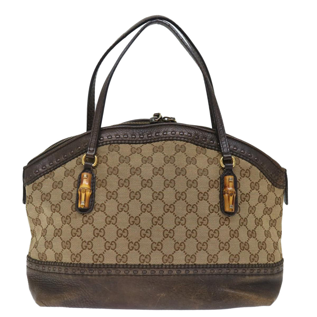 GUCCI GG Canvas Bamboo Hand Bag Beige 339002 72514