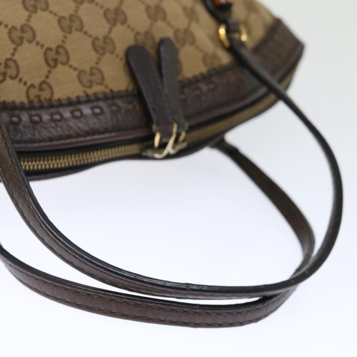GUCCI GG Canvas Bamboo Hand Bag Beige 339002 72514