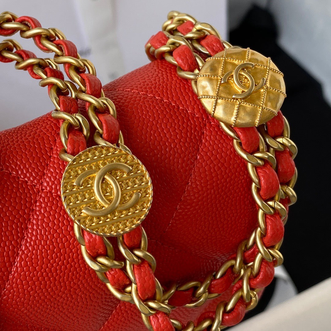 CHLMini GlamIap Bag With Top Handle Gold Hardware Red For Women Handbags, Shoulder Bags 7.9in/20cm AS2431Ãƒâ€šÃ‚Â 