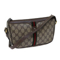GUCCI GG Canvas Web Sherry Line Shoulder Bag PVC Beige Green Red 72543