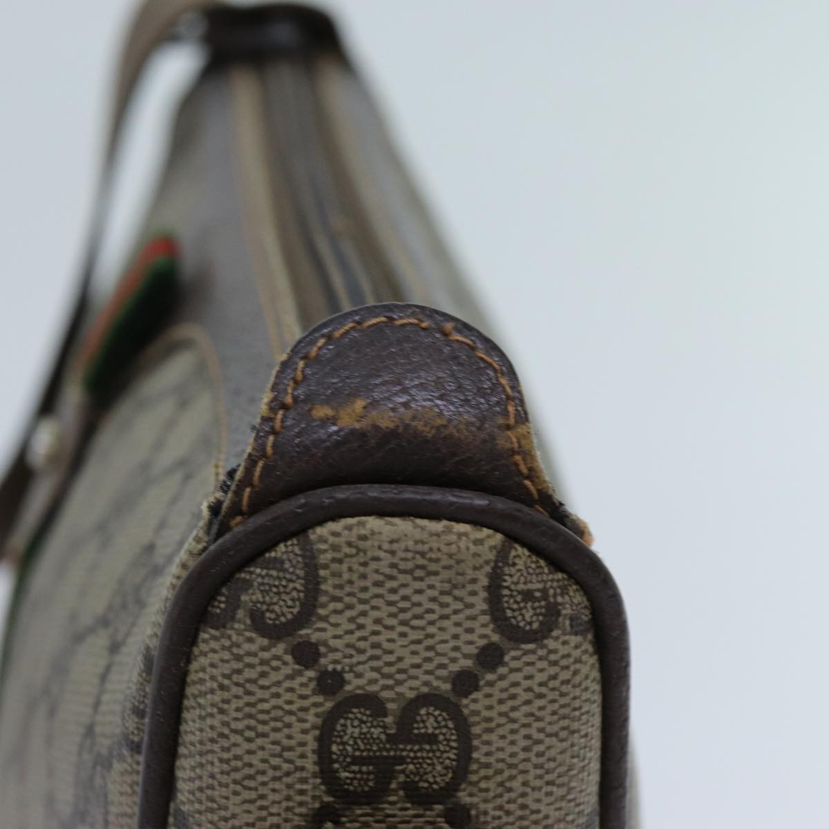 GUCCI GG Canvas Web Sherry Line Shoulder Bag PVC Beige Green Red 72543