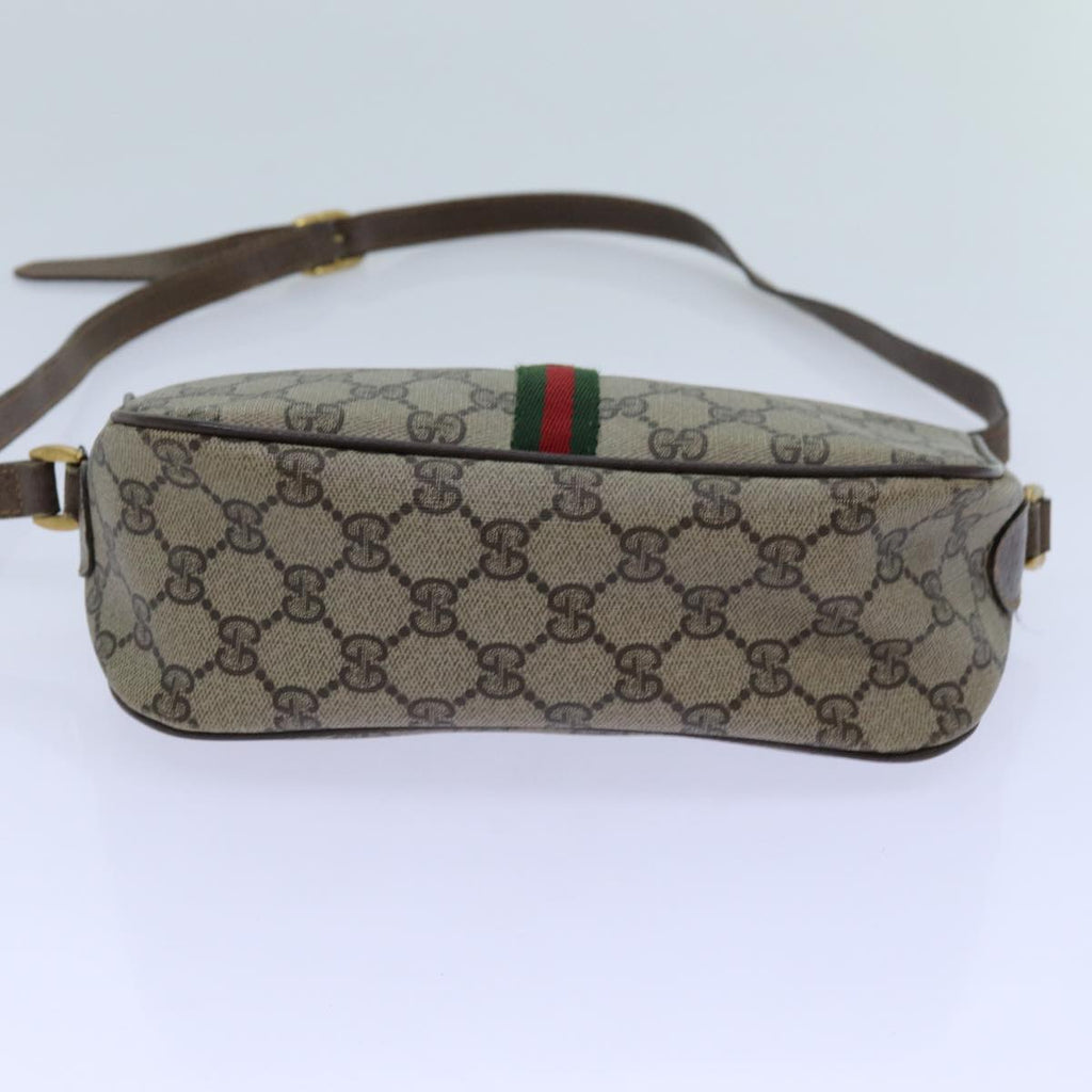 GUCCI GG Canvas Web Sherry Line Shoulder Bag PVC Beige Green Red 72543