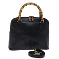 GUCCI Bamboo Hand Bag Leather 2way Black 72549