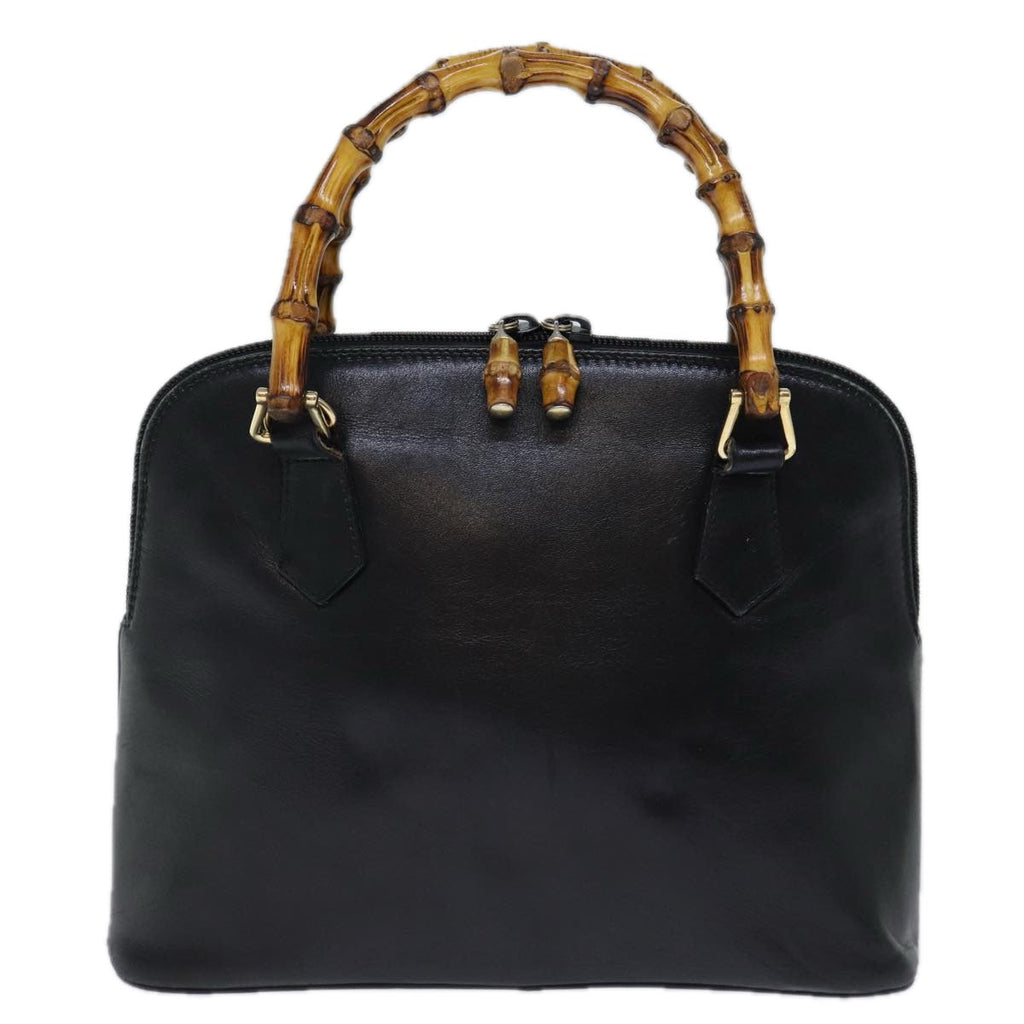 GUCCI Bamboo Hand Bag Leather 2way Black 72549