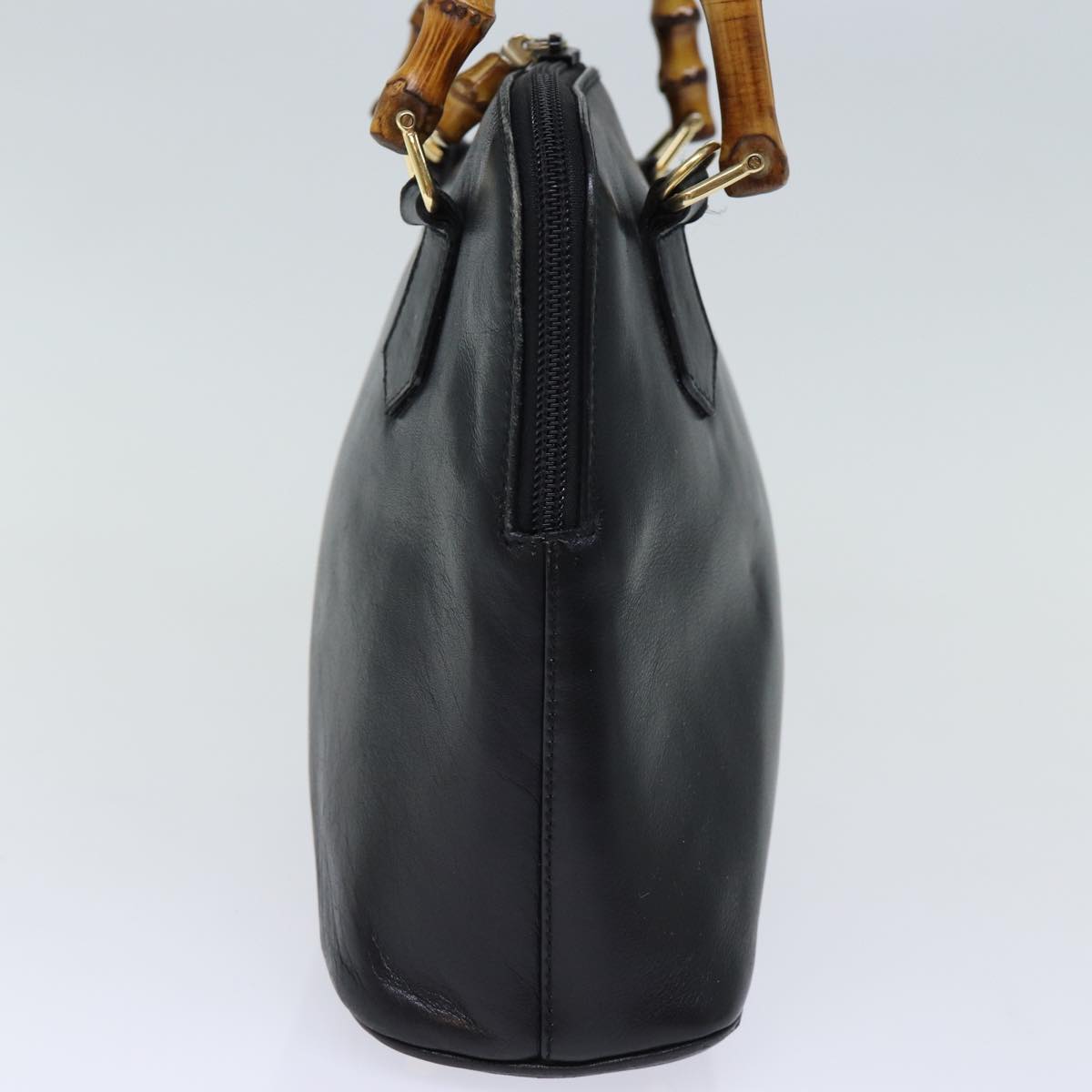 GUCCI Bamboo Hand Bag Leather 2way Black 72549