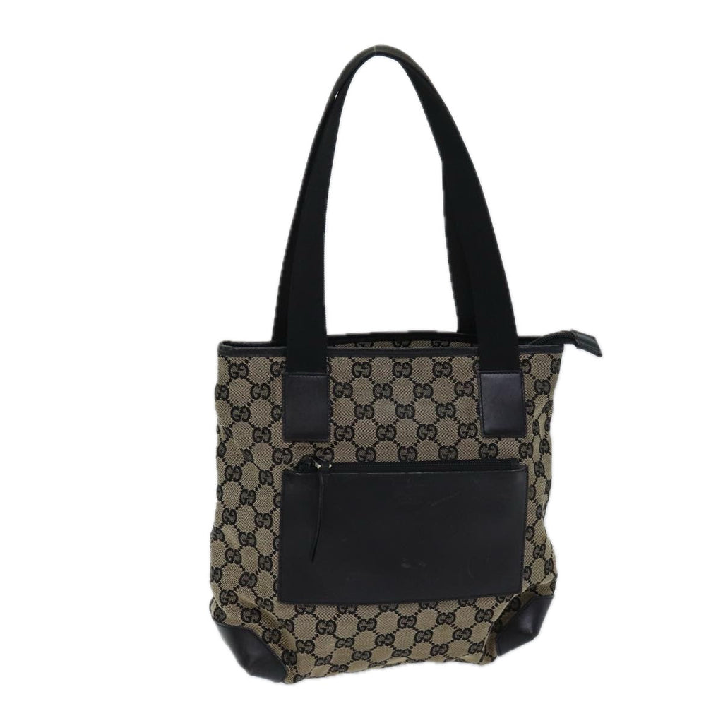GUCCI GG Canvas Tote Bag Beige Black 72574