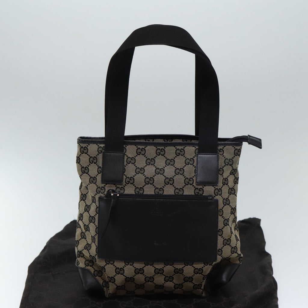GUCCI GG Canvas Tote Bag Beige Black 72574