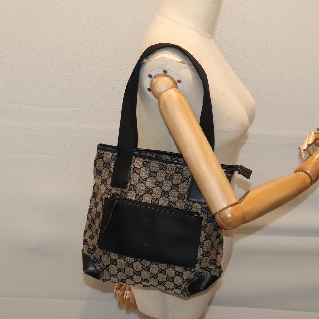 GUCCI GG Canvas Tote Bag Beige Black 72574