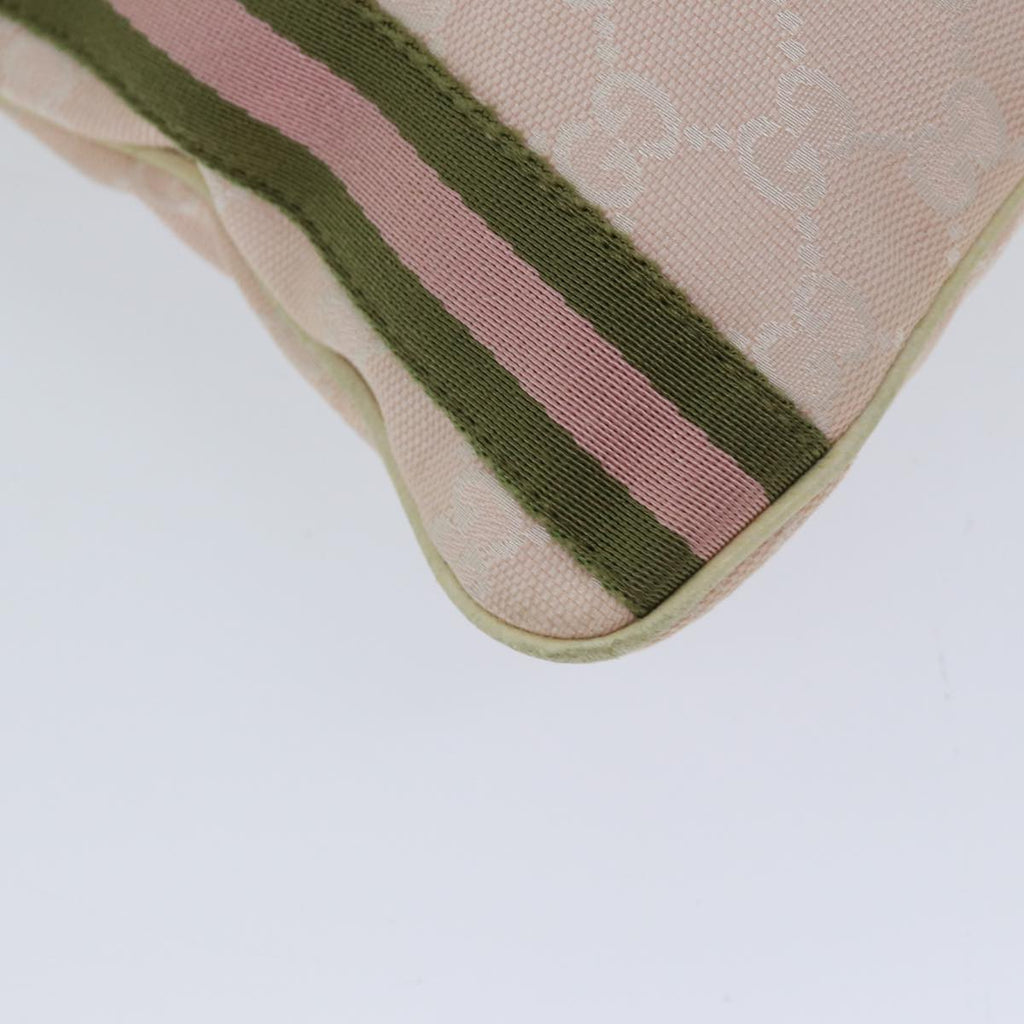 GUCCI GG Canvas Sherry Line Shoulder Bag Pink Khaki 144388 72593