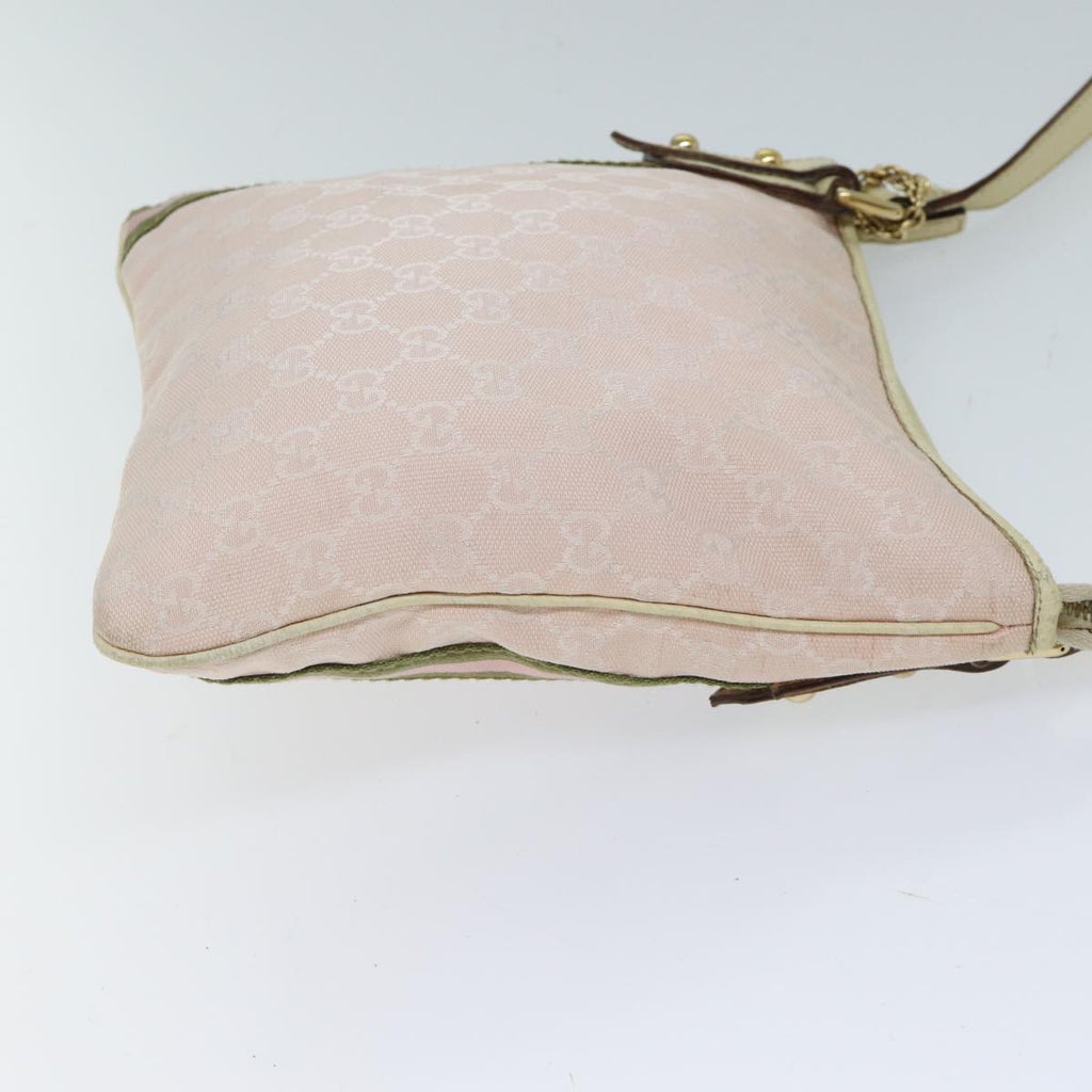 GUCCI GG Canvas Sherry Line Shoulder Bag Pink Khaki 144388 72593