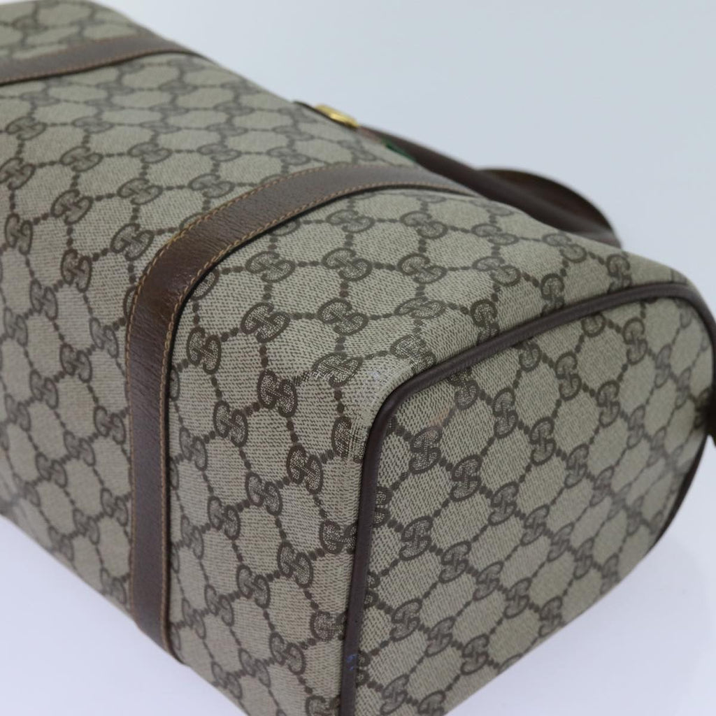 GUCCI GG Canvas Web Sherry Line Boston Bag PVC Beige Green Red 72596