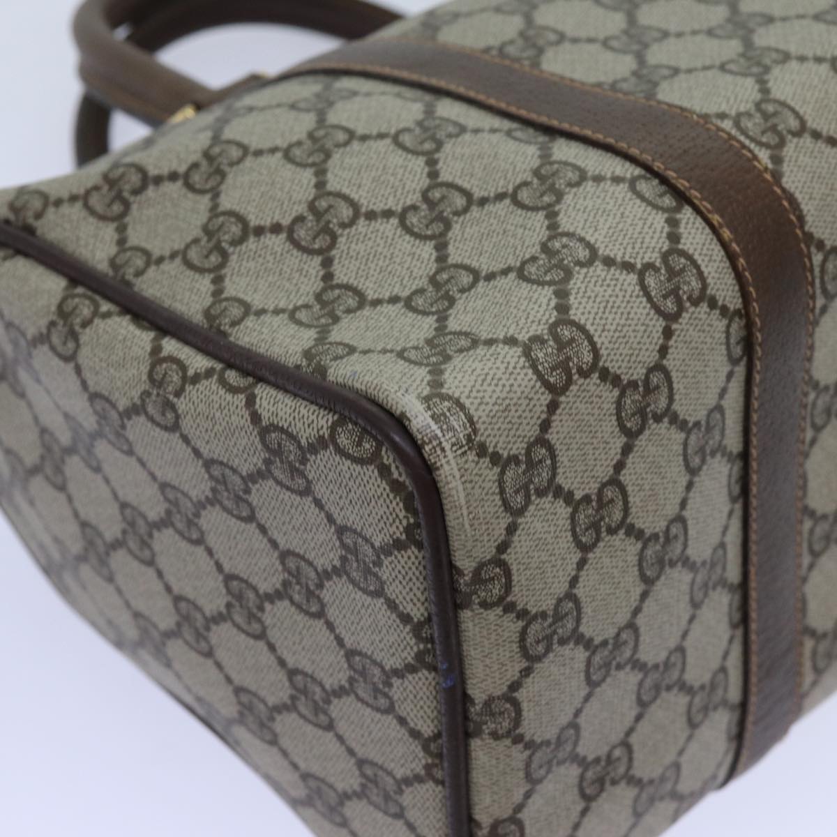 GUCCI GG Canvas Web Sherry Line Boston Bag PVC Beige Green Red 72596