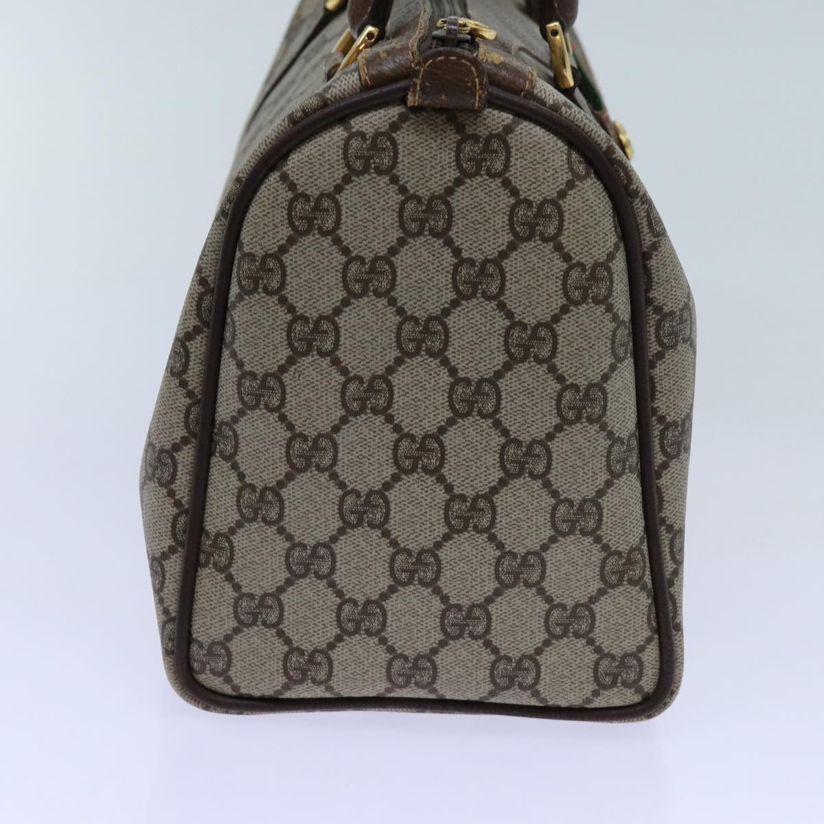GUCCI GG Canvas Web Sherry Line Boston Bag PVC Beige Green Red 72596