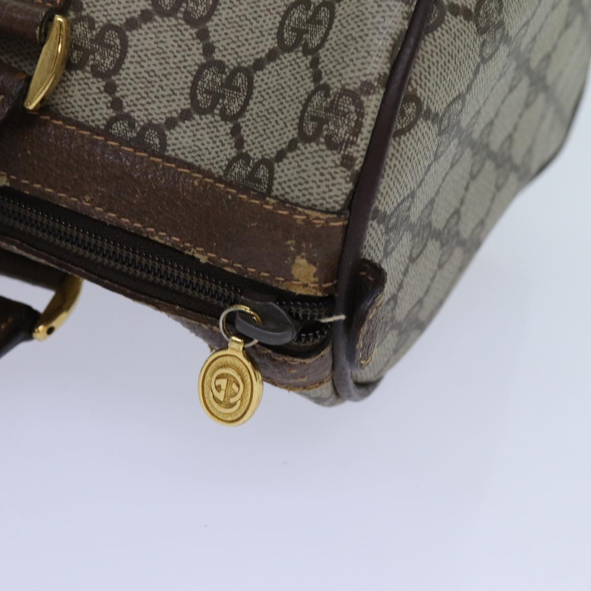 GUCCI GG Canvas Web Sherry Line Boston Bag PVC Beige Green Red 72596