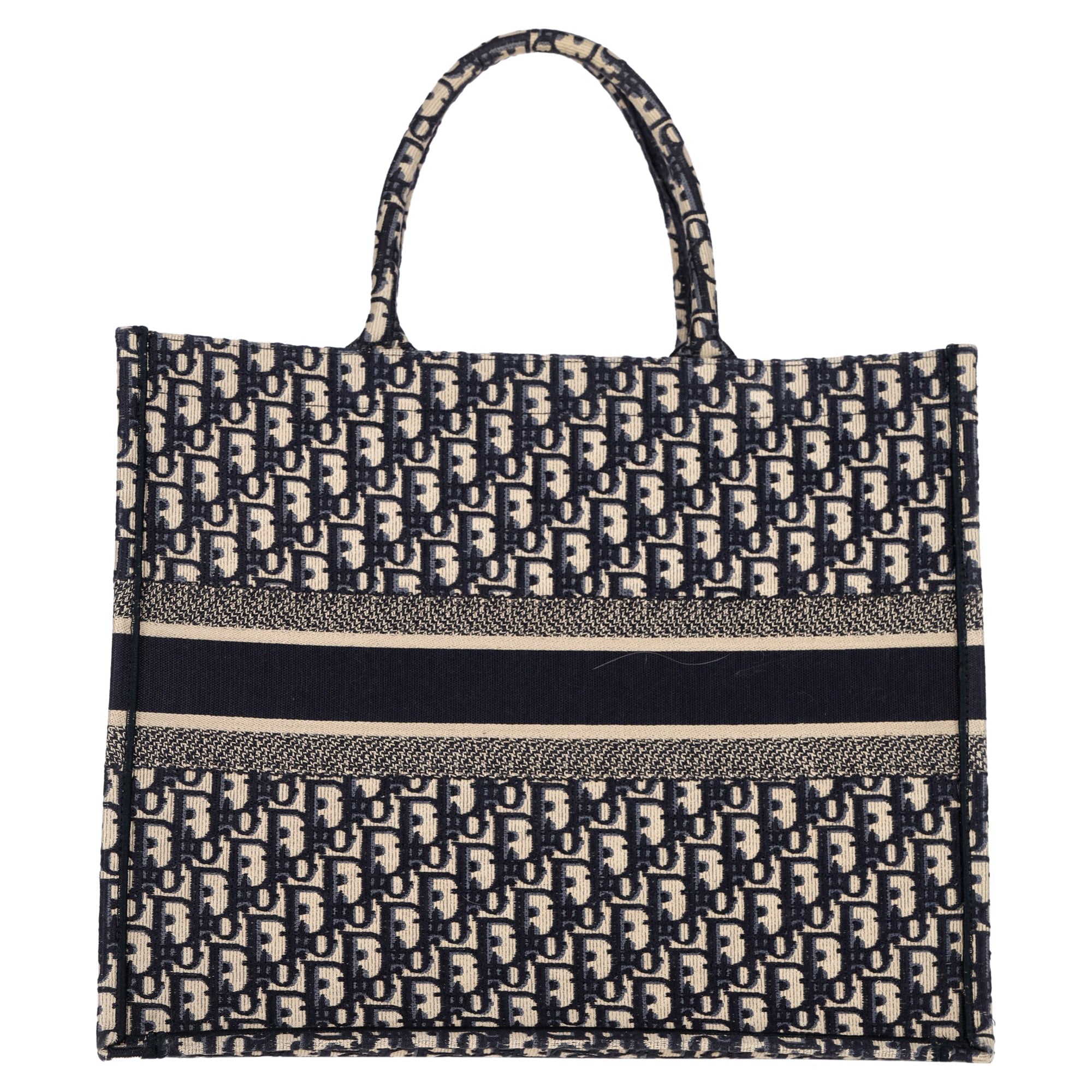 Christian Dior Large Oblique Book Totebag in Navy Blue Canvas