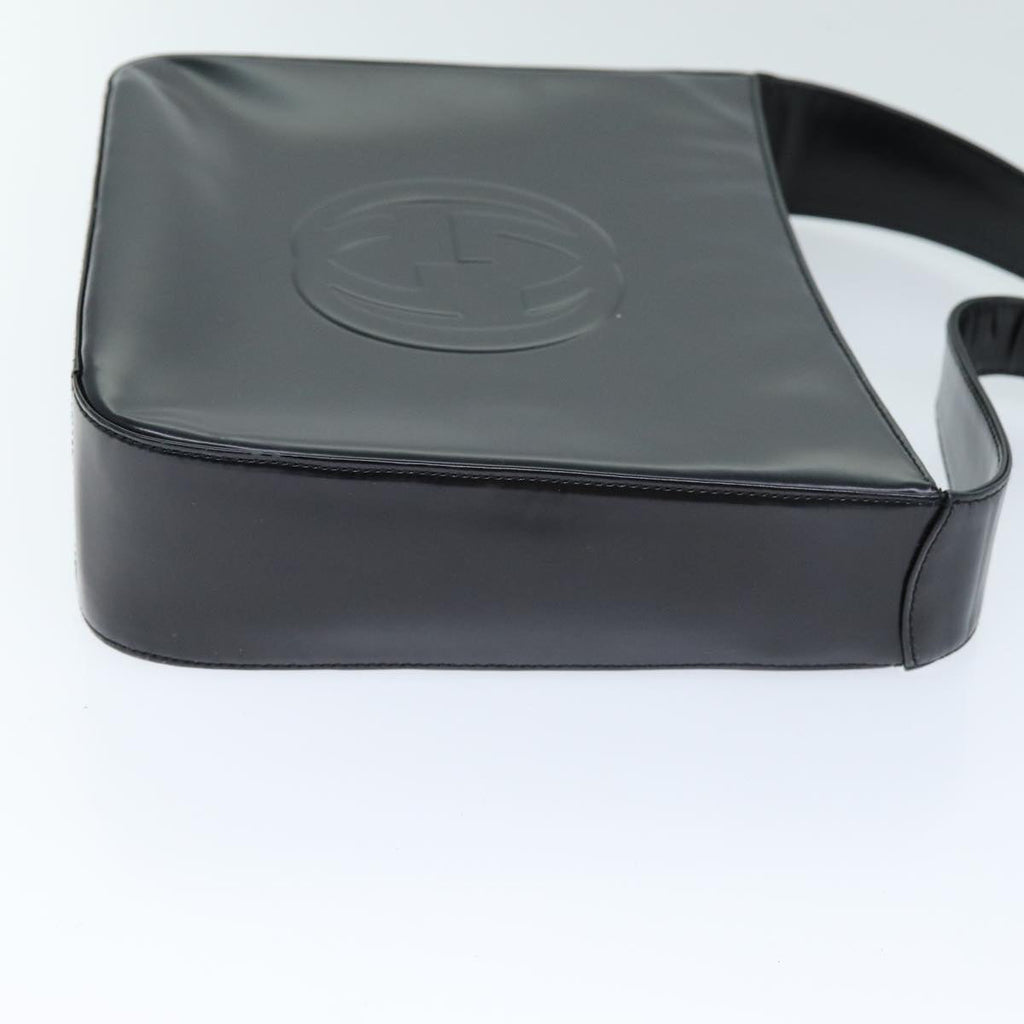 GUCCI Interlocking Shoulder Bag Enamel Black 000 0506 72605