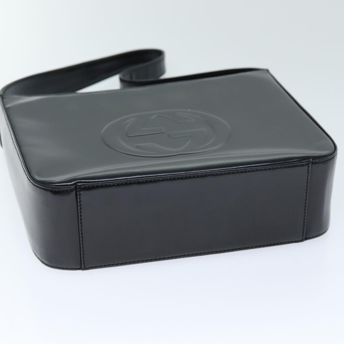GUCCI Interlocking Shoulder Bag Enamel Black 000 0506 72605
