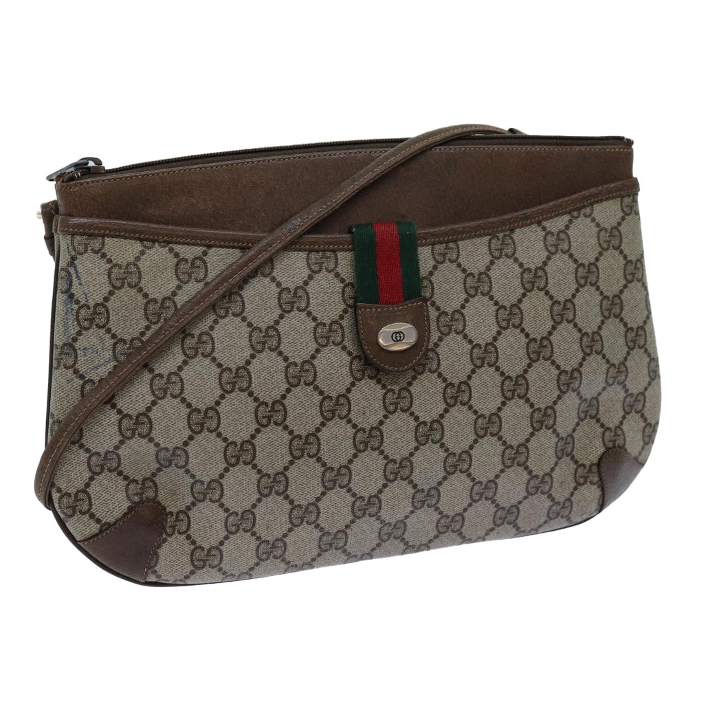 GUCCI GG Supreme Web Sherry Line Shoulder Bag Beige Green 904 02 026 72608