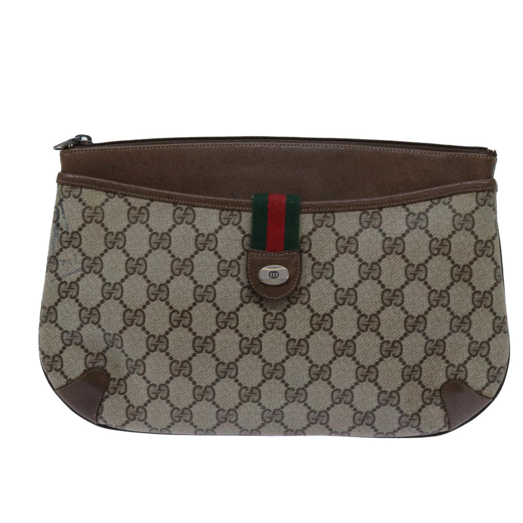 GUCCI GG Supreme Web Sherry Line Shoulder Bag Beige Green 904 02 026 72608