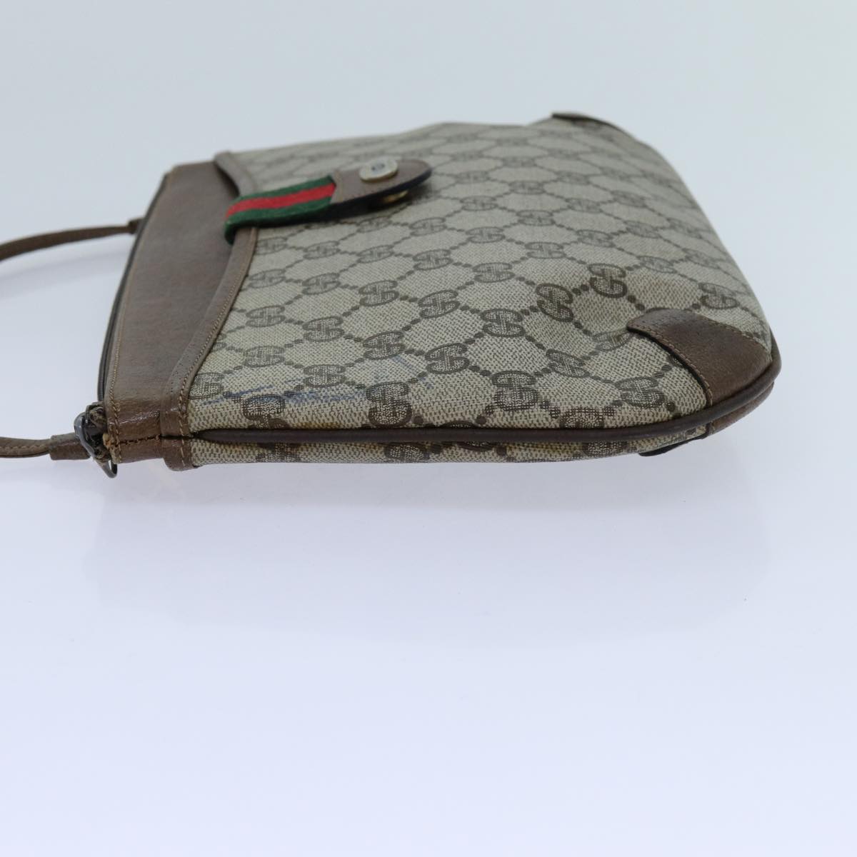 GUCCI GG Supreme Web Sherry Line Shoulder Bag Beige Green 904 02 026 72608