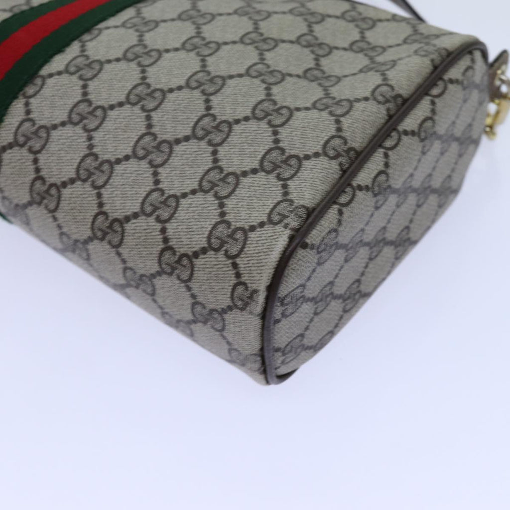 GUCCI GG Canvas Web Sherry Line Shoulder Bag PVC Beige Green Red 72609