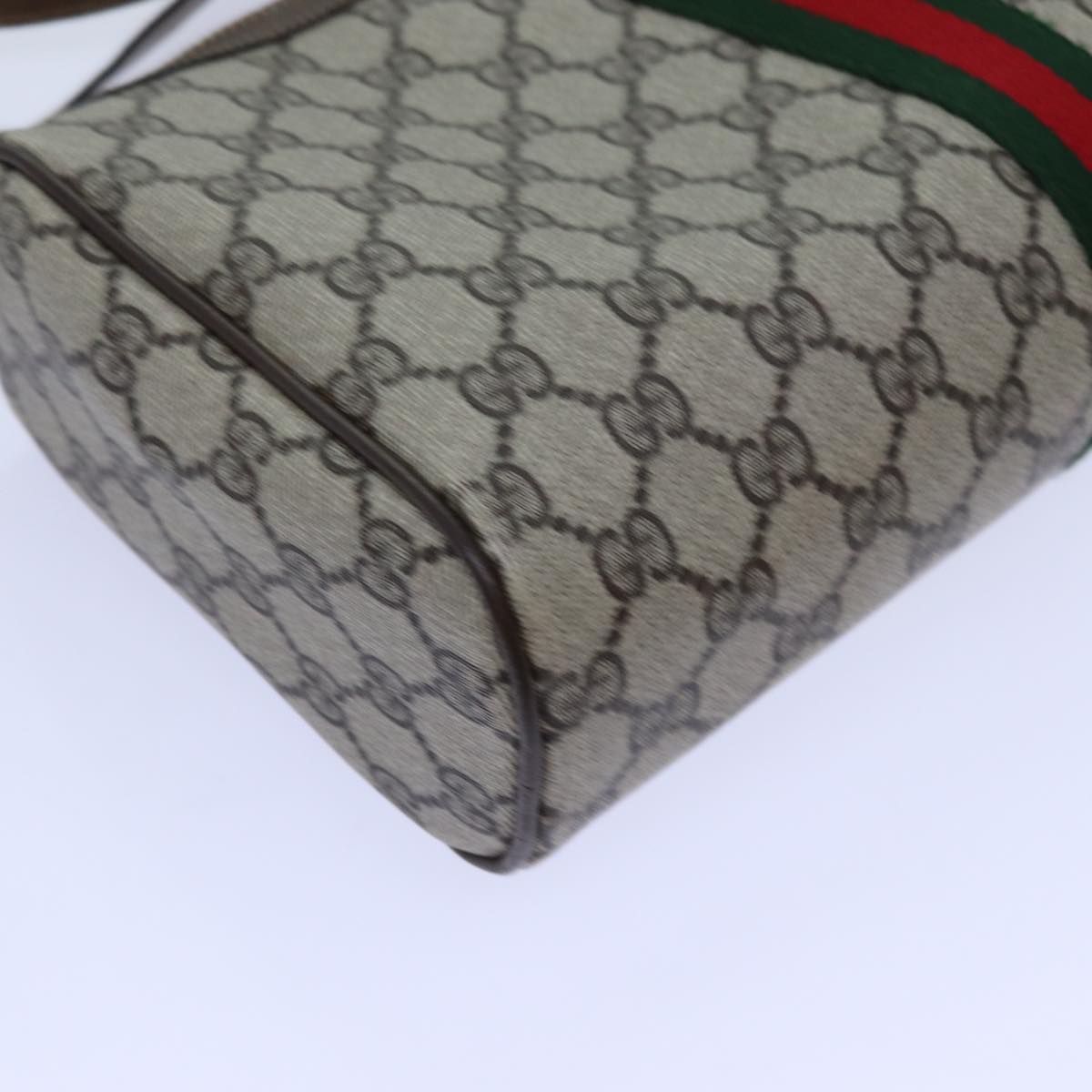 GUCCI GG Canvas Web Sherry Line Shoulder Bag PVC Beige Green Red 72609