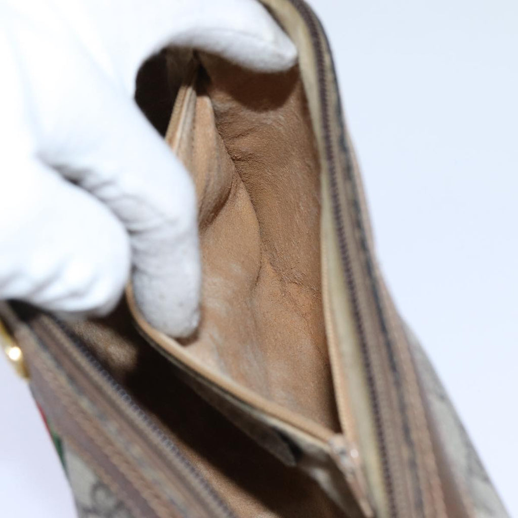 GUCCI GG Canvas Web Sherry Line Shoulder Bag PVC Beige Green Red 72609