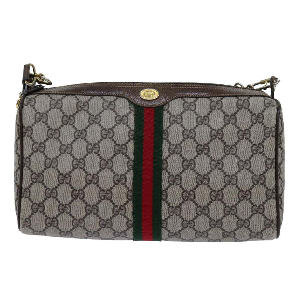 GUCCI GG Canvas Web Sherry Line Shoulder Bag PVC Beige Green Red 72609