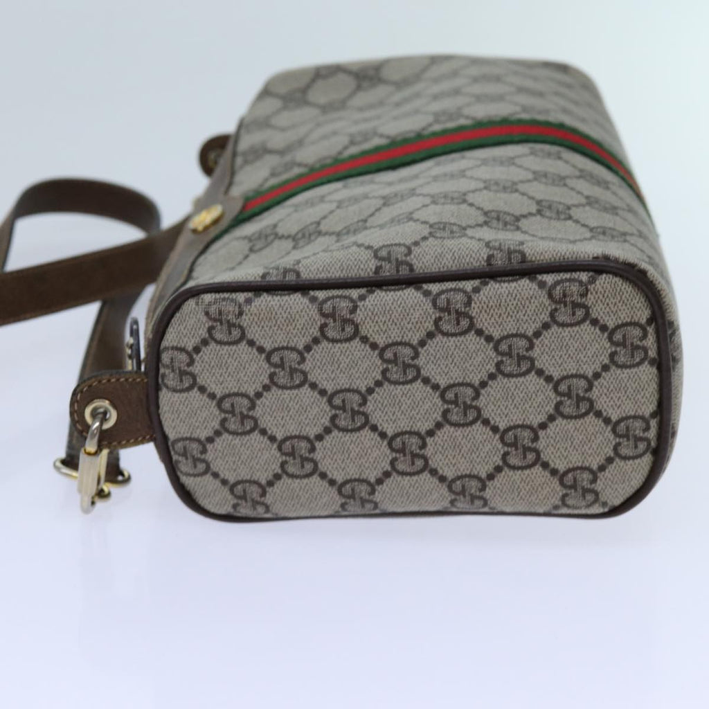 GUCCI GG Canvas Web Sherry Line Shoulder Bag PVC Beige Green Red 72609
