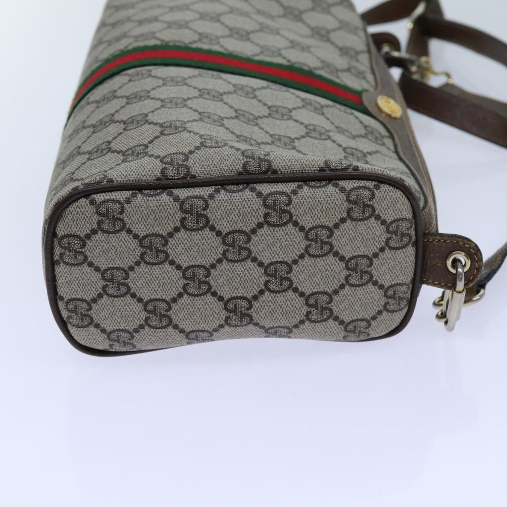 GUCCI GG Canvas Web Sherry Line Shoulder Bag PVC Beige Green Red 72609