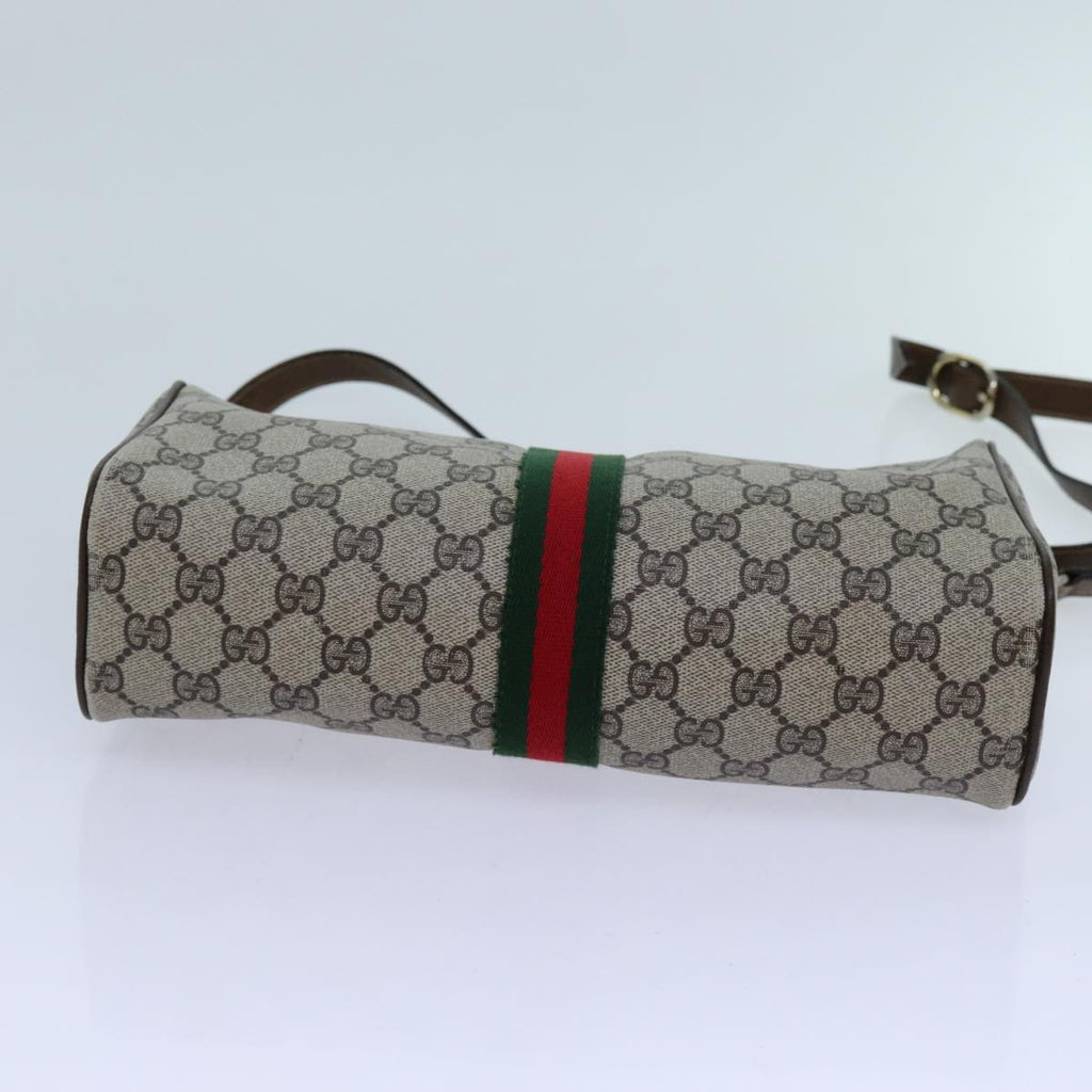 GUCCI GG Canvas Web Sherry Line Shoulder Bag PVC Beige Green Red 72609