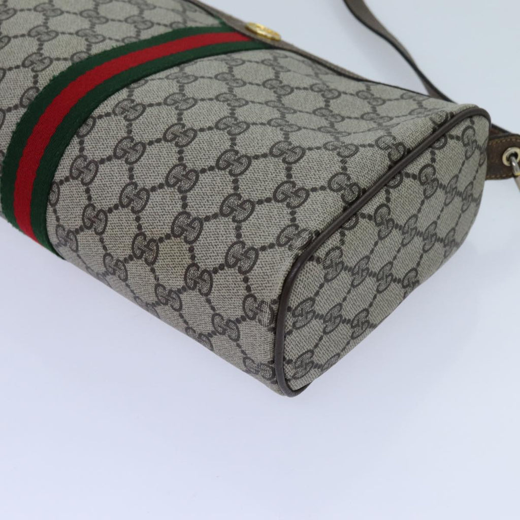 GUCCI GG Canvas Web Sherry Line Shoulder Bag PVC Beige Green Red 72609