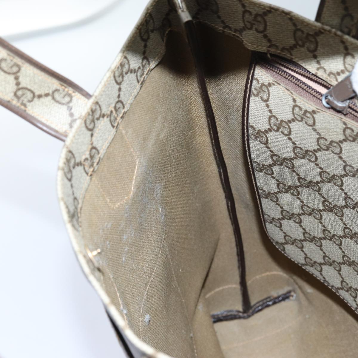 GUCCI GG Canvas Tote Bag PVC Beige 72633