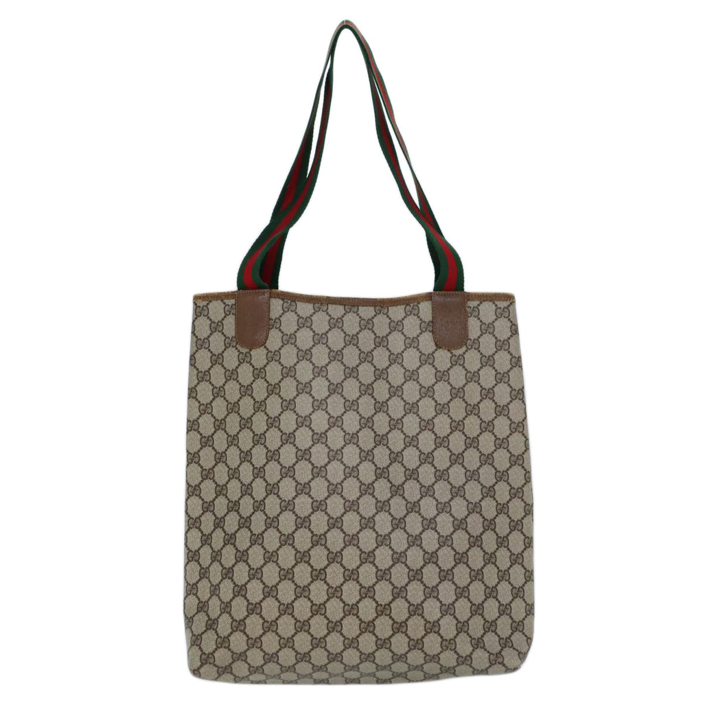 GUCCI GG Supreme Web Sherry Line Tote Bag PVC Beige Red 39 02 003 72637