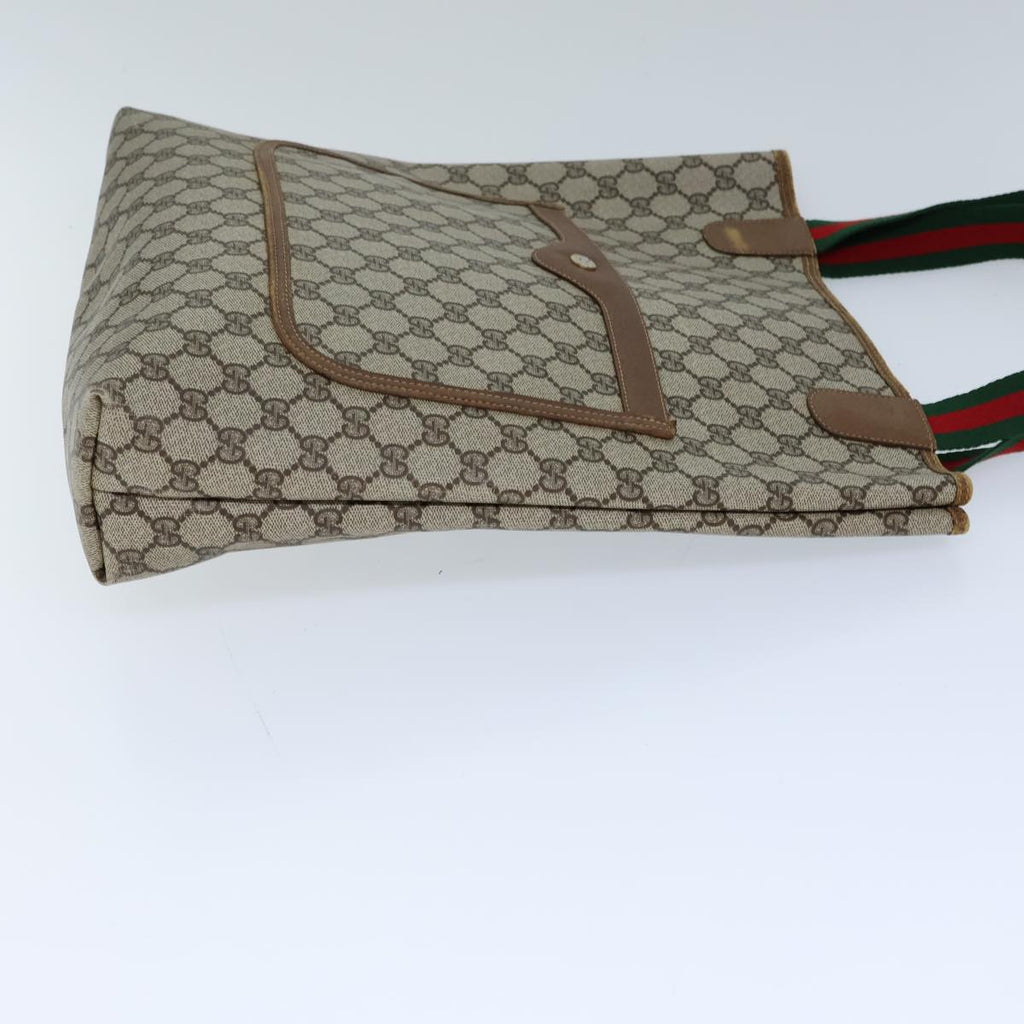 GUCCI GG Supreme Web Sherry Line Tote Bag PVC Beige Red 39 02 003 72637