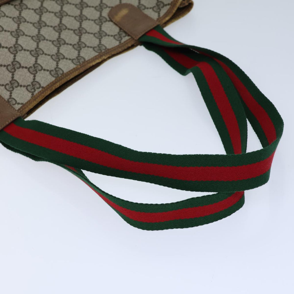GUCCI GG Supreme Web Sherry Line Tote Bag PVC Beige Red 39 02 003 72637