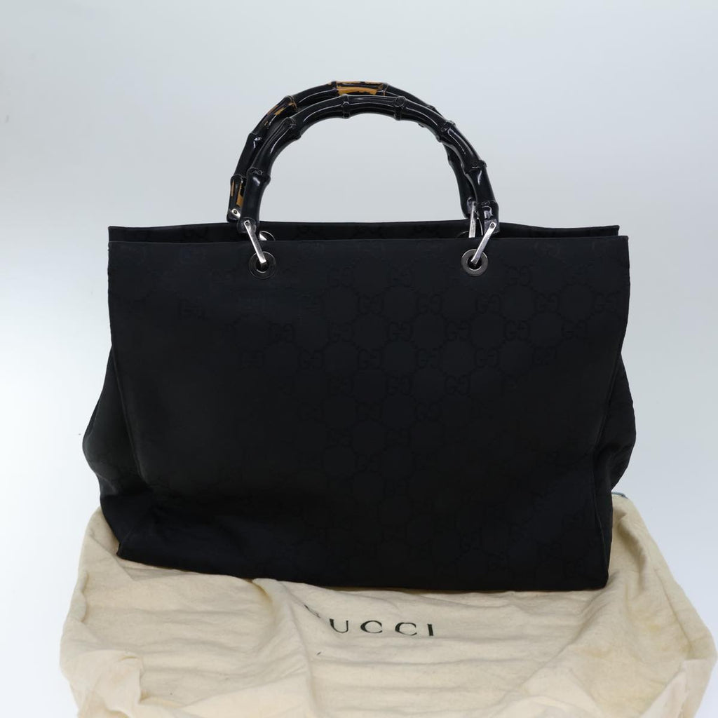 GUCCI Bamboo GG Canvas Hand Bag Nylon Black 002 1015 72641