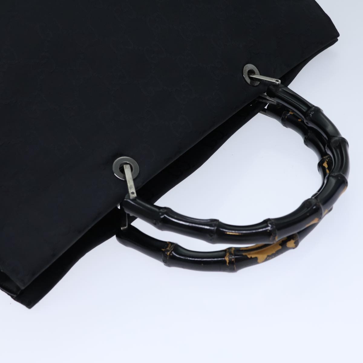 GUCCI Bamboo GG Canvas Hand Bag Nylon Black 002 1015 72641